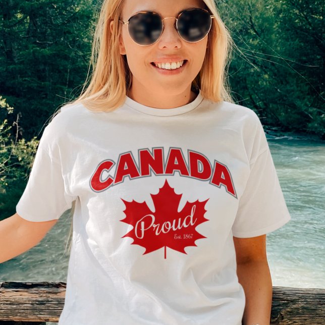 "Canada Proud Est. 1867-tumsbild med Löv T Shirt (Skapare uppladdad)