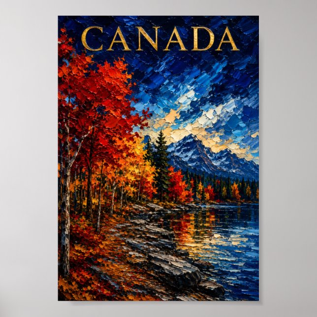 Canada: Radiant Autumn Mountains Art Souvenir Poster (Framsidan)
