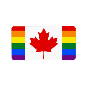 Canada Rainbow Flagga Adressetikett
