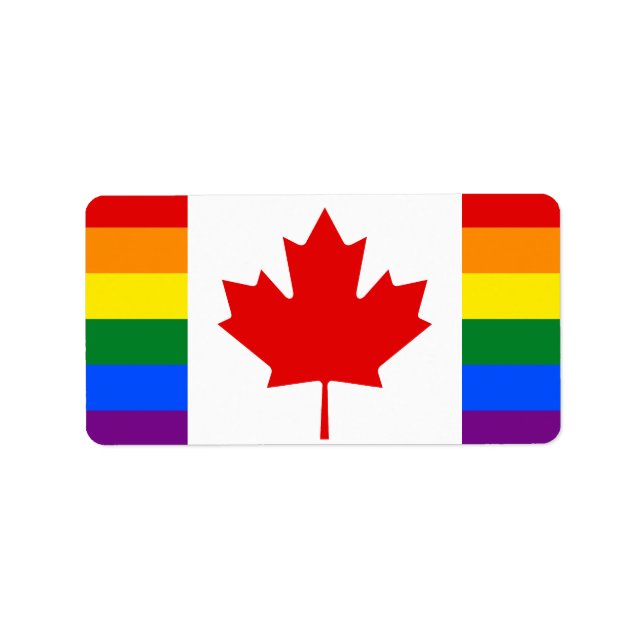 Canada Rainbow Flagga Adressetikett (Framsidan)