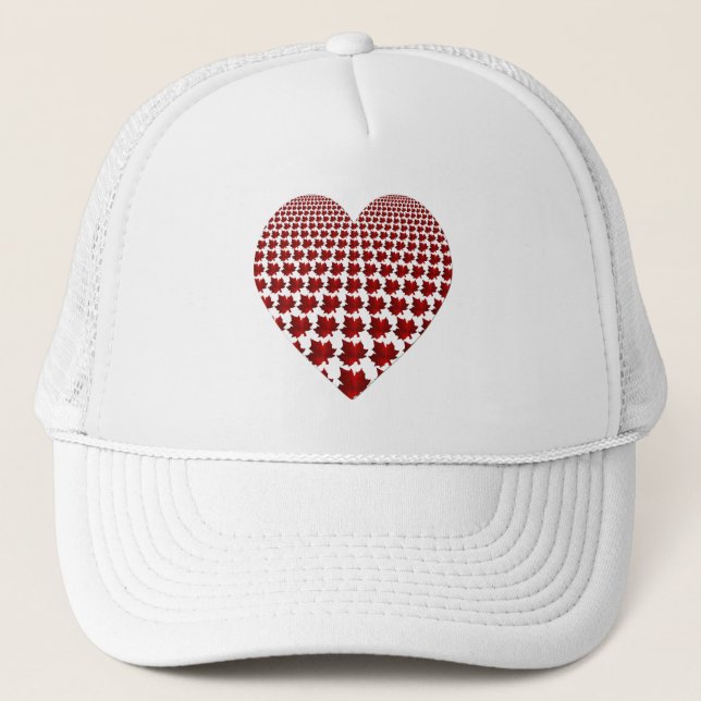 Canada Red Maple Blad Heart Truckers Cap Keps (Framsida)