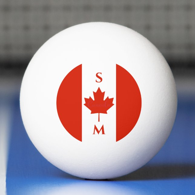 Canada Red & White Canadian Flagga Initialer Pingisboll (Canada Red & White Canadian Flag Monogram Initials Ping Pong Ball)