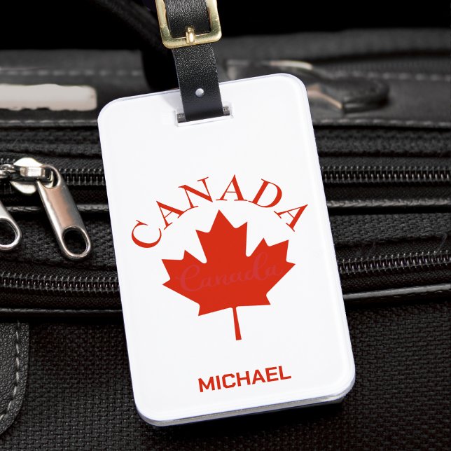 Canada Red & White Canadian Flagga Maple Löv Bagagebricka (red and white canada canadian flag maple leaf luggage tag)