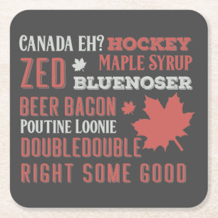 Canada Slang Tunnelbanan Art Underlägg Papper Kvadrat