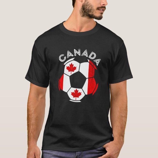 Canada Soccer Ball Canadian Flagga Canada Canada P T Shirt (Framsida)