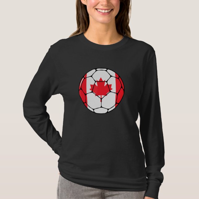 Canada Soccer Ball Flagga Jersey Futbol Canadian F T Shirt (Framsida)