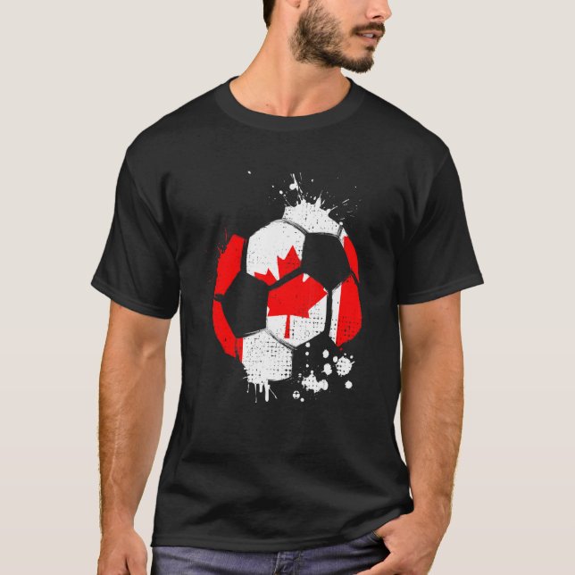 Canada Soccer Graphic Canada Flagga Football Sport T Shirt (Framsida)
