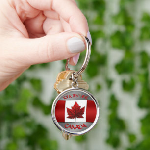 Canada Souvenir Nyckelrings Canada Flagga Nyckelri Rund Silverfärgad Nyckelring