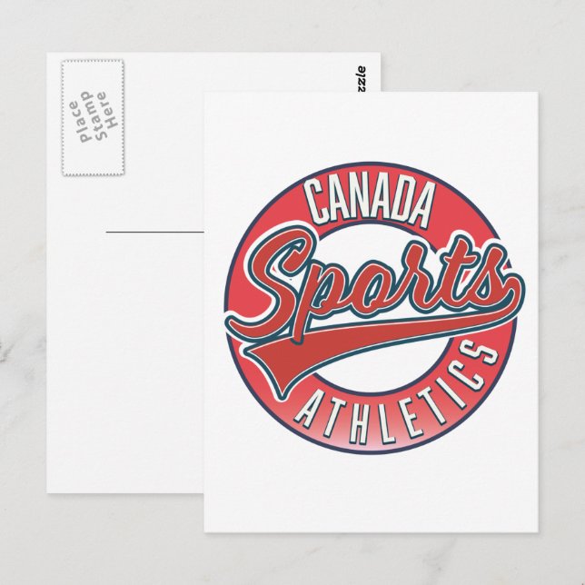 Canada Sports Athletic Red logotyp Vykort (Fram/baksida)