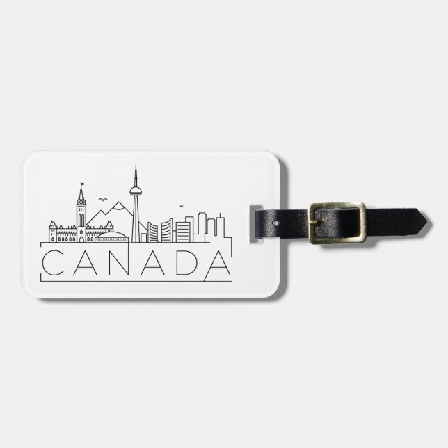 Canada Stylized Skyline Luggage Tag Bagagebricka (Horisontell Framsida)