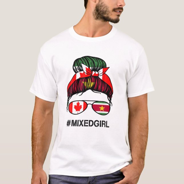 Canada Suriname Flagga Canadian Surinamese Messy B T Shirt (Framsida)