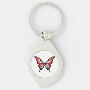 Canada Swallowtail Butterfly Flagga Sticker Swirl Silverfärgad Nyckelring