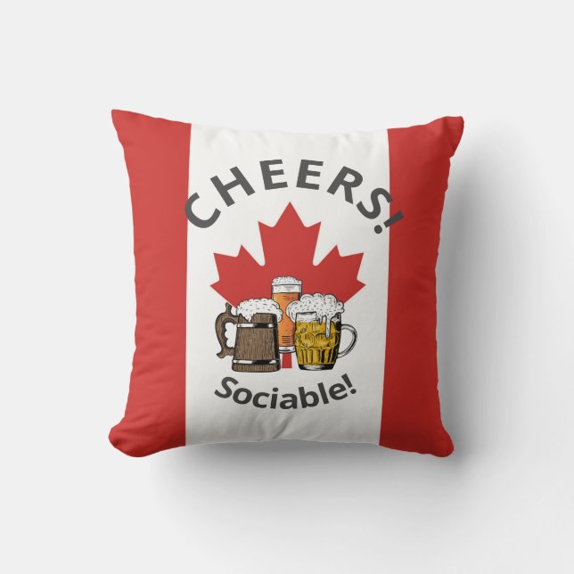 CANADA Tecknad 3 Cheers "Sociable"! Kudde (Framsida)
