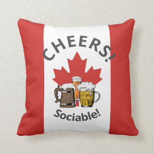 CANADA Tecknad 3 Cheers "Sociable"! Kudde