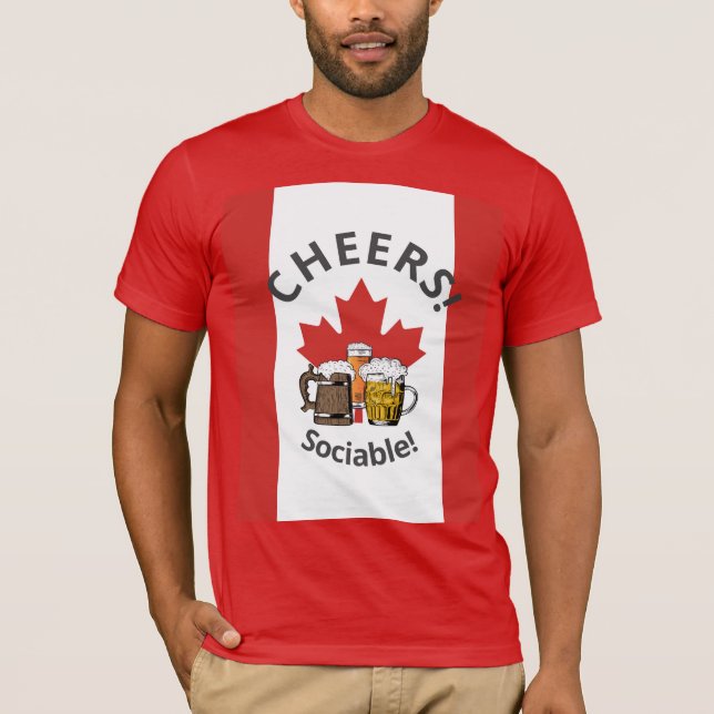 CANADA Tecknad 3 Cheers "Sociable"! T Shirt (Framsida)