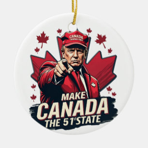 Canada the 51st State Trump Canadian Julgransprydnad Keramik