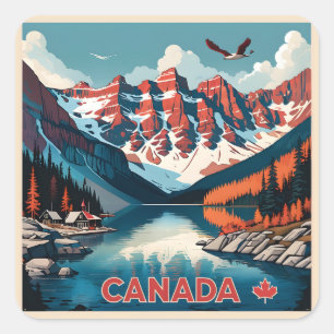 Canada Travel Poster Fyrkantigt Klistermärke