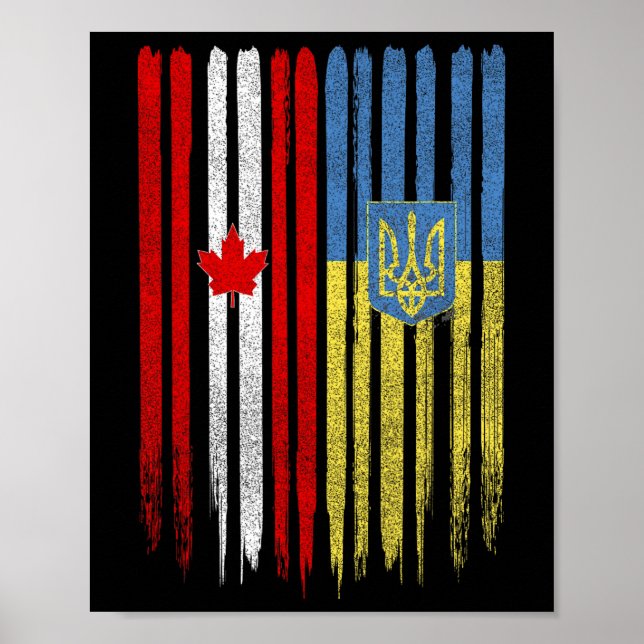 Canada Ukraine Canadian Ukrainian Flag  Poster (Framsidan)
