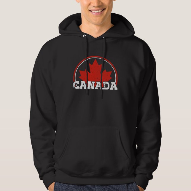 Canada USA America Hockey Canadian Maple Leaf  7 Hoodie (Framsida)