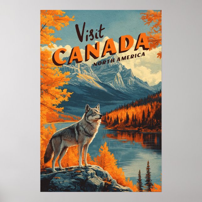 Canada Wolf Vintage Travel Poster (Framsidan)