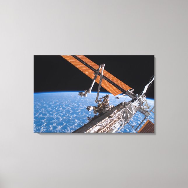 Canadarm2 och vingar på solmatrispanelen canvastryck (Framsida)