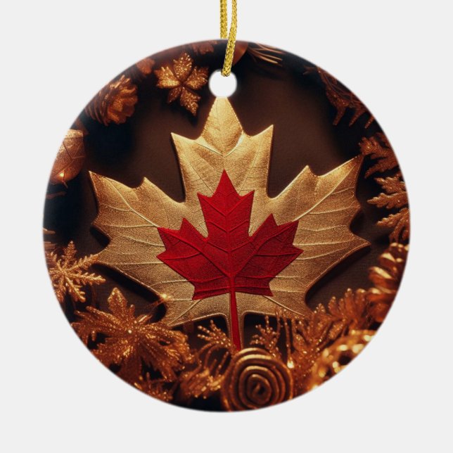 CANADIA FLAGGA INSPIRED JULGRANSPRYDNAD KERAMIK (Framsidan)