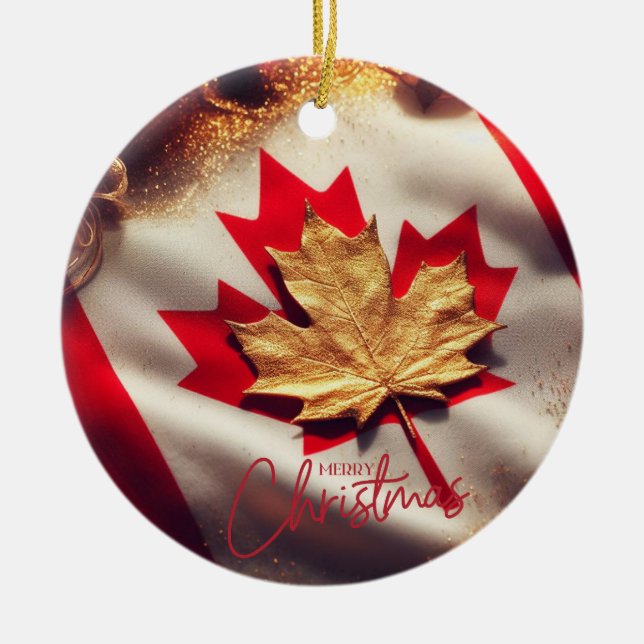 CANADIA FLAGGA INSPIRED JULGRANSPRYDNAD KERAMIK (Framsidan)