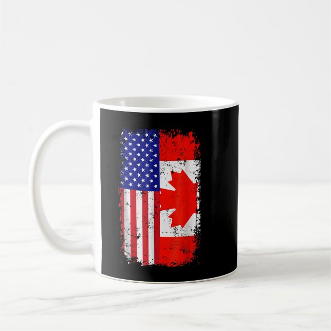 Canadian American Flagga America Canada Patriotic  Kaffemugg (Vänster)
