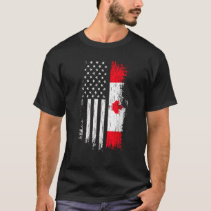 Canadian American Flagga Canada America Distress T Shirt