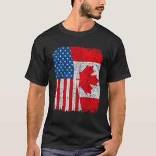 Canadian American Flagga HalUSA Canada Root Proud T Shirt