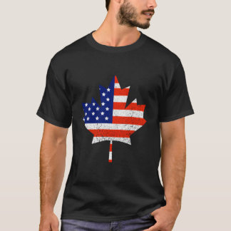 Canadian American Flagga Maple Löv Gift För manar  T Shirt