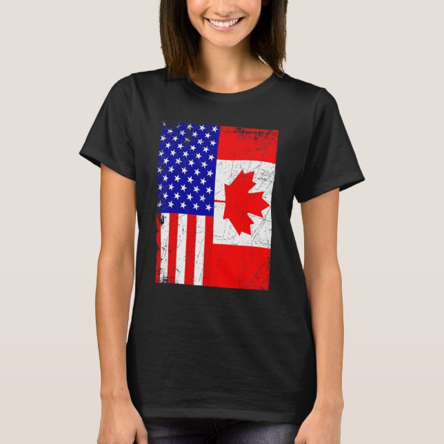 Canadian American Shirt USA Canada Flag 4th Of Jul T Shirt (Framsida)