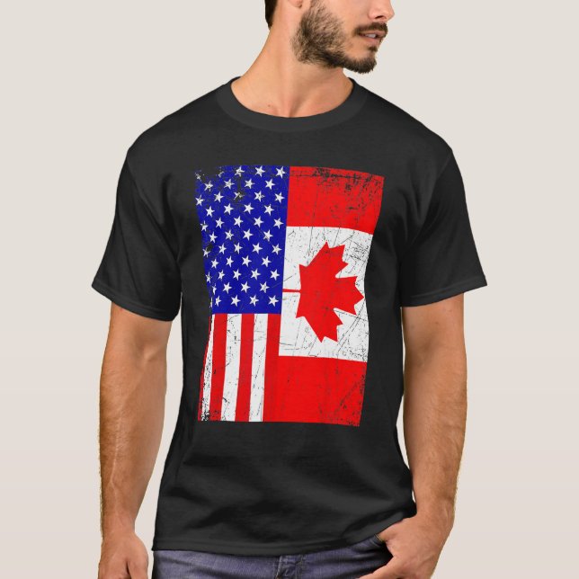 Canadian American Shirt USA Canada Flag 4th Of Jul T Shirt (Framsida)