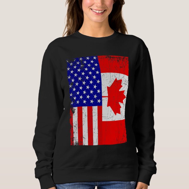 Canadian American Shirt USA Canada Flag 4th Of Jul T Shirt (Framsida)