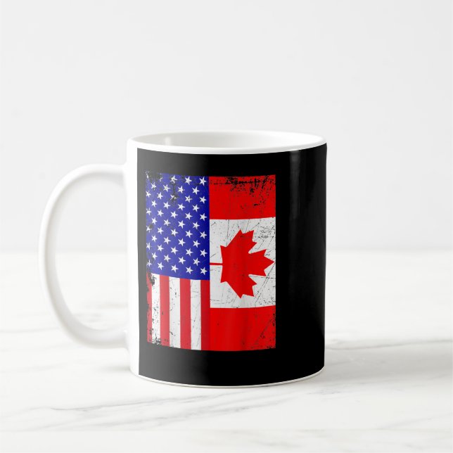 Canadian American Shirt USA Kanada Canada Flagga 4 Kaffemugg (Vänster)