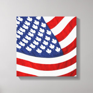 Canadian/American Wave Flagga Canvastryck