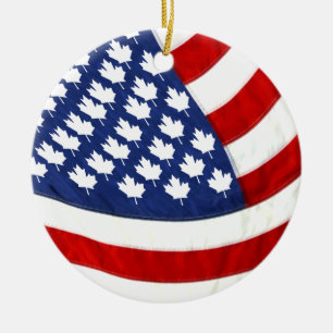 Canadian/American Wave Flagga Julgransprydnad Keramik