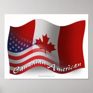 Canadian-American Wave Flagga Poster