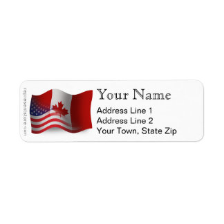 Canadian-American Wave Flagga Returadress Etikett