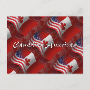 Canadian-American Wave Flagga Vykort
