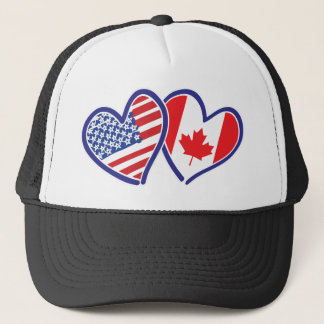 Canadian and America Flagga Hearts Truckerkeps