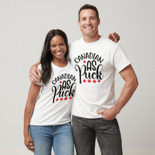 Canadian as puck red maple löv hockey roligt t shirt