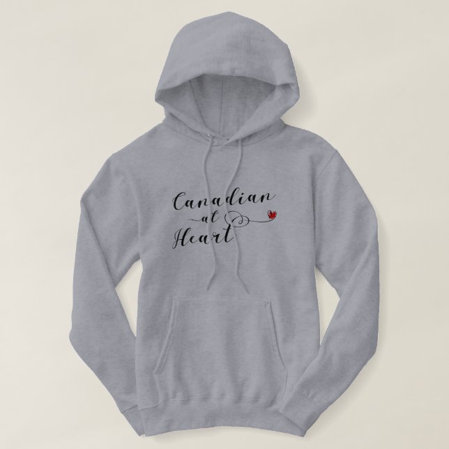 Canadian At Heart Hoodie, Kanada Sweatshirt Med Luva (Design framsida)