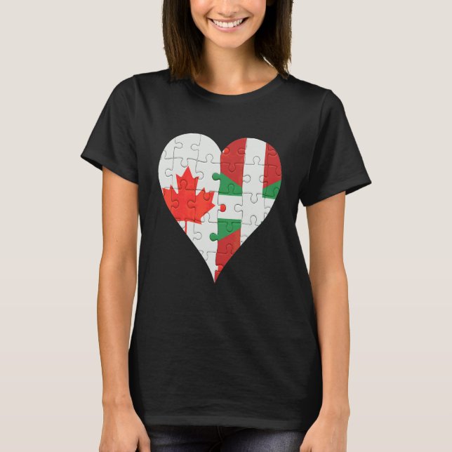Canadian Basque Flagga Heart T Shirt (Framsida)