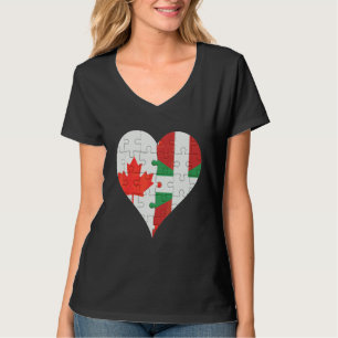 Canadian Basque Flagga Heart T Shirt