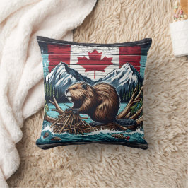 Canadian Beaver by Flagga and Mountains Kudde