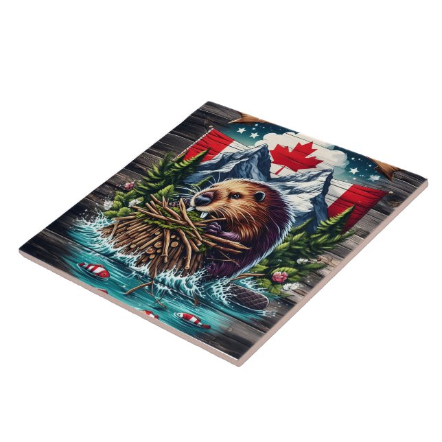 Canadian Beaver by Snowy Peaks Kakelplatta (Sidan)