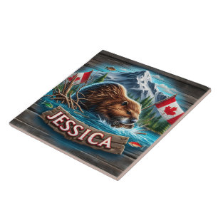 Canadian Beaver Bygger en lodge i Vatten Kakelplatta
