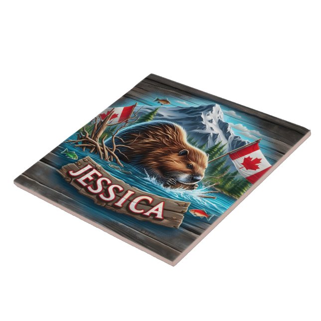 Canadian Beaver Bygger en lodge i Vatten Kakelplatta (Sidan)