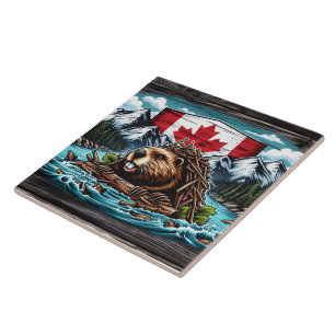 Canadian Beaver Byggnad Dam in Rocky Ligcape Kakelplatta
